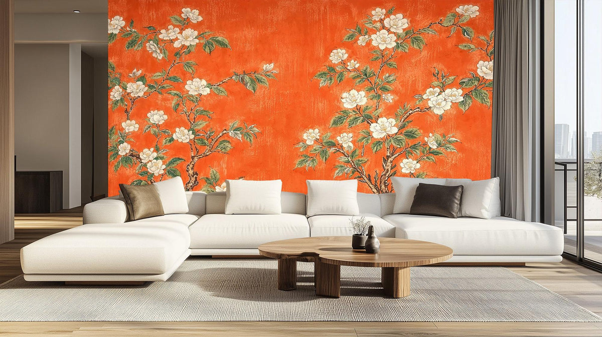 Contemporary Orange wallpaper for Living Room