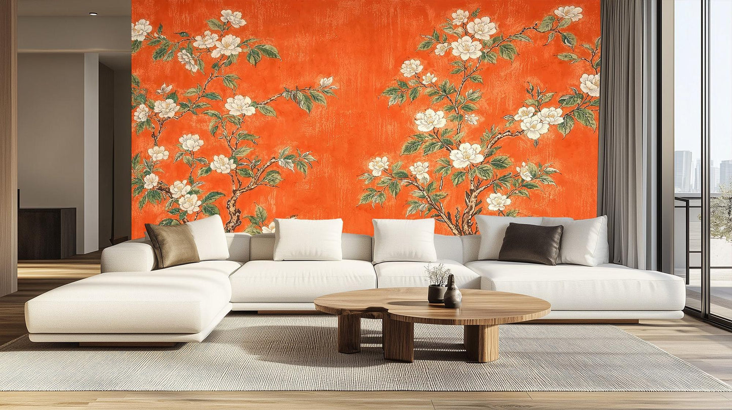 Contemporary Orange wallpaper for Living Room