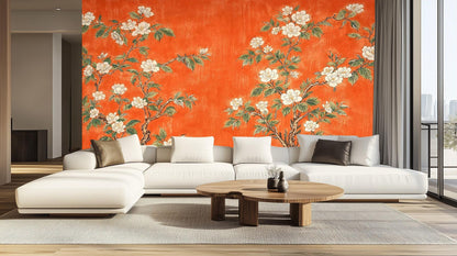 Contemporary Orange wallpaper for Living Room