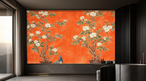 Contemporary Orange wallpaper for Living Room