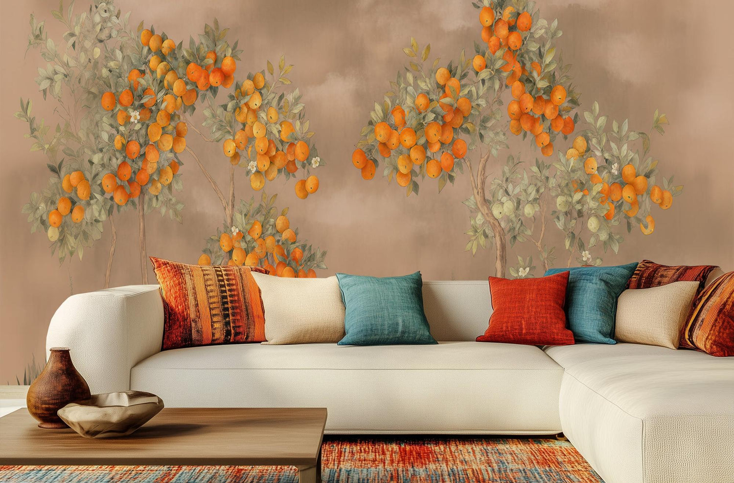 Contemporary Orange wallpaper for Living Room