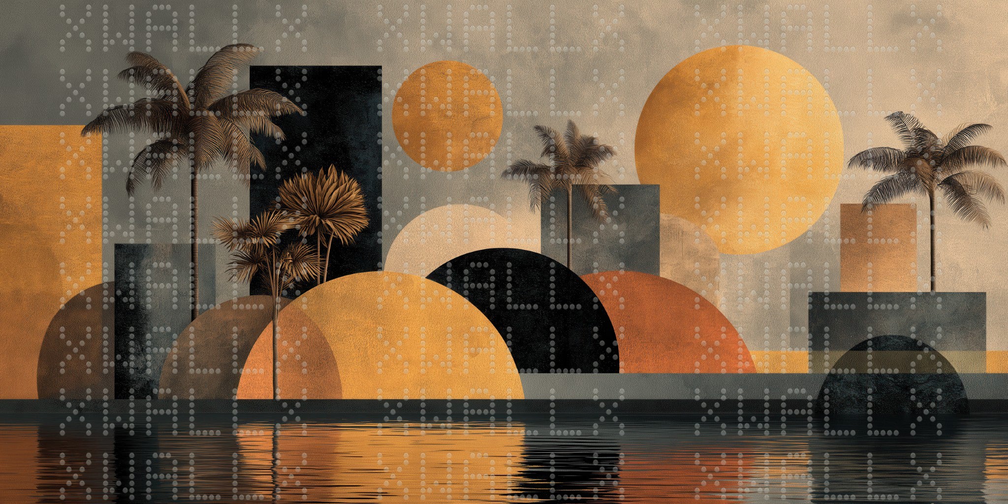 Geometrik Günbatımı Yansımaları Duvar Kağıdı