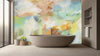 Aqua and Warm Tone Abstract Wallpaper