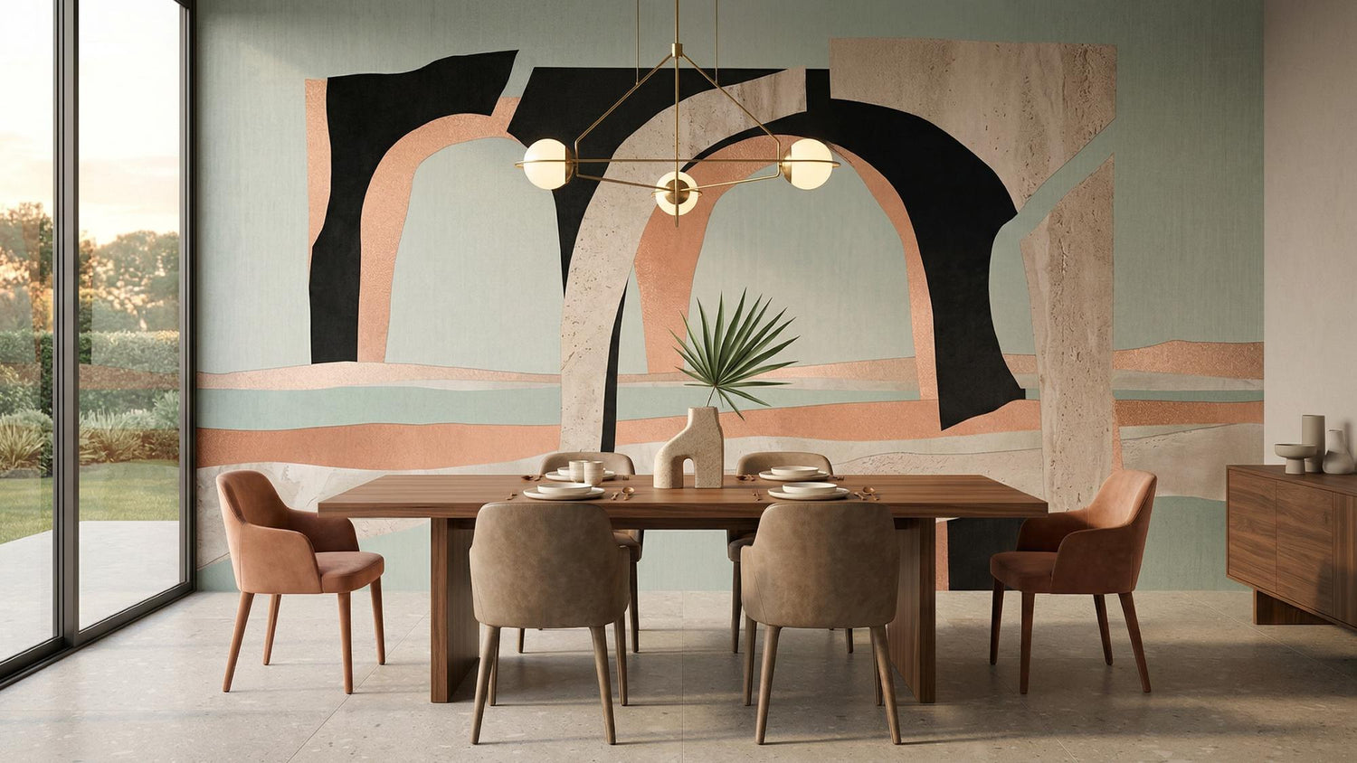 Abstract Pastel wallpaper for Dining Room