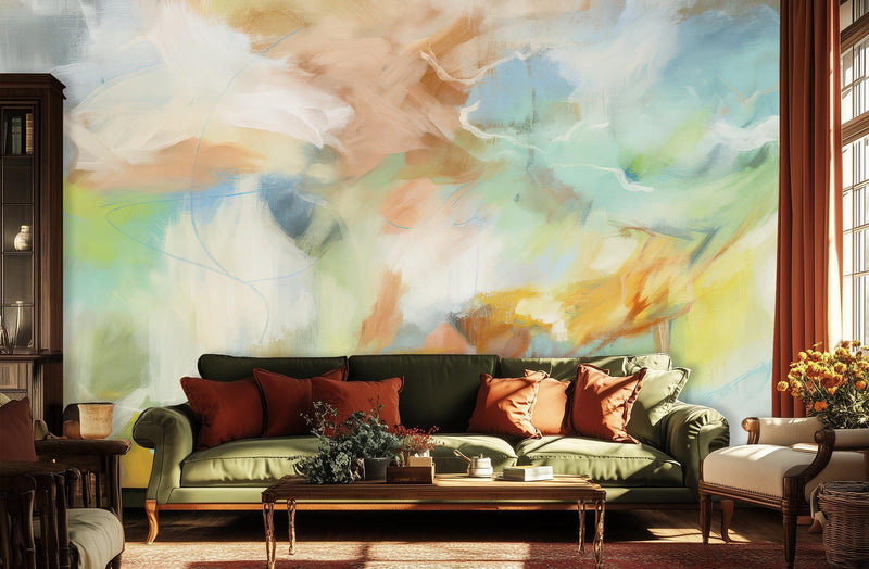 Abstract Pastel wallpaper for Living Room