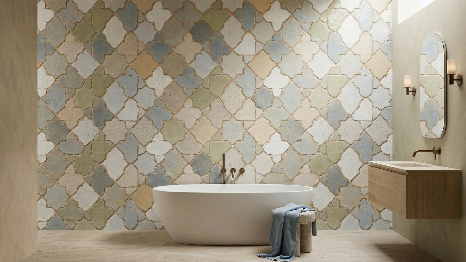 Banyo için Çağdaş Pastel duvar kağıdı