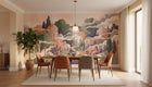 Contemporary Pastel wallpaper for Dining Room