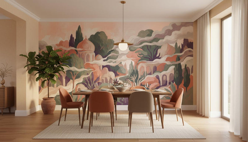 Contemporary Pastel wallpaper for Dining Room