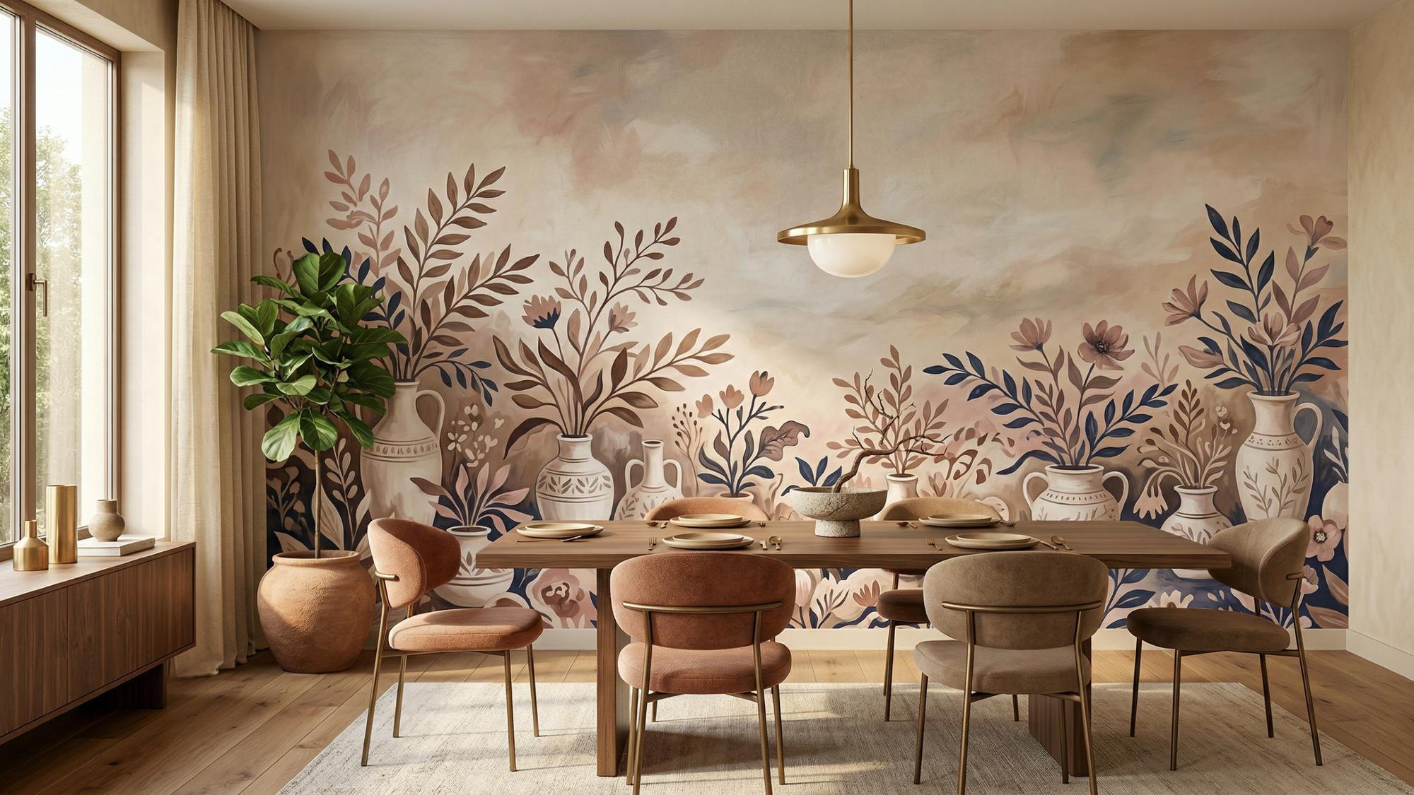 Contemporary Pastel wallpaper for Dining Room