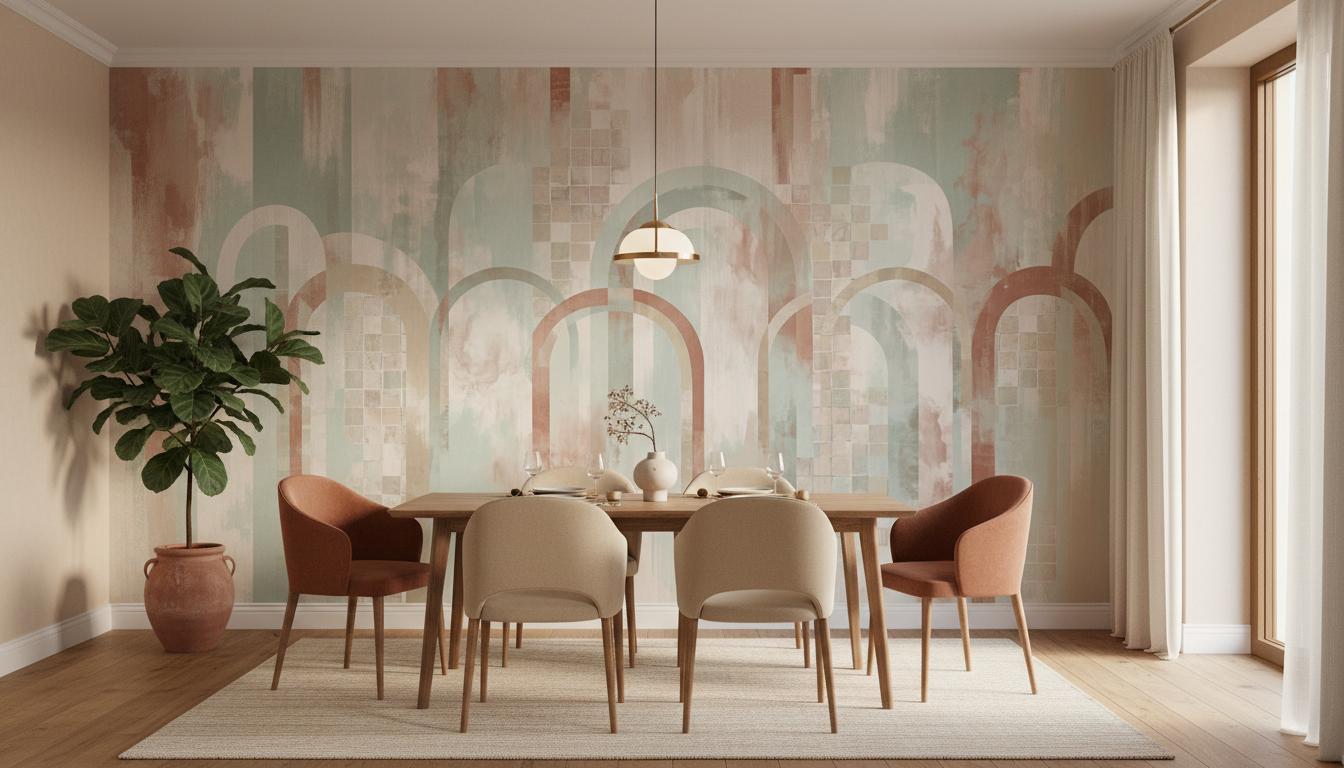 Contemporary Pastel wallpaper for Dining Room
