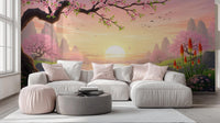 Contemporary Pastel wallpaper for Living Room