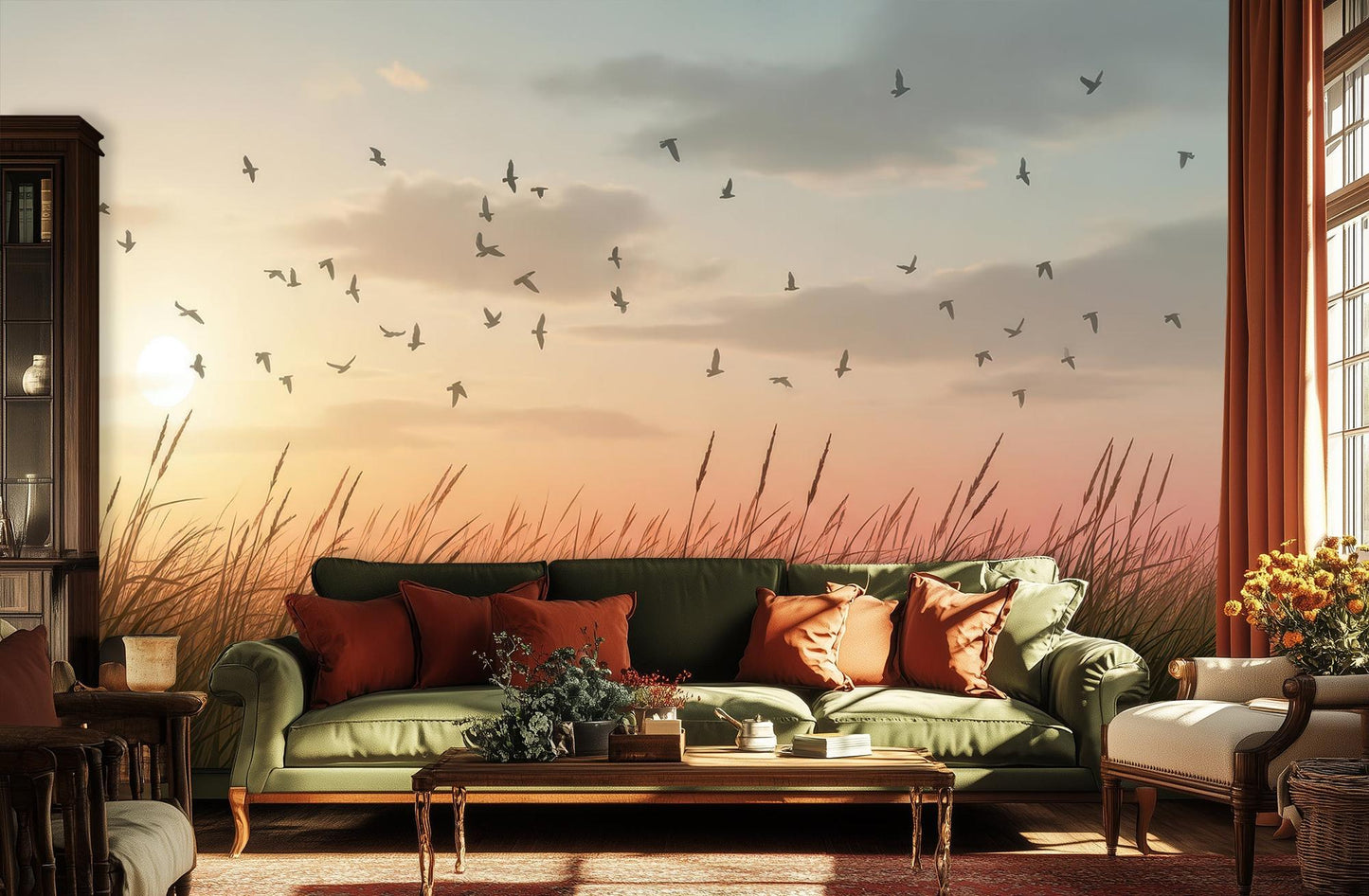 Contemporary Pastel wallpaper for Living Room