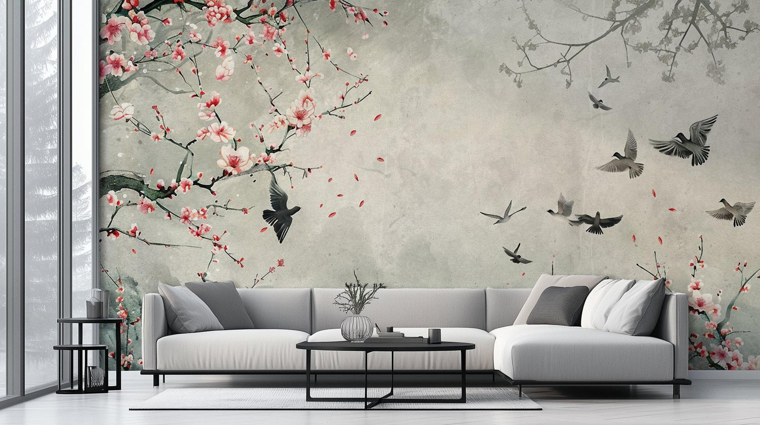 Contemporary Pastel wallpaper for Living Room