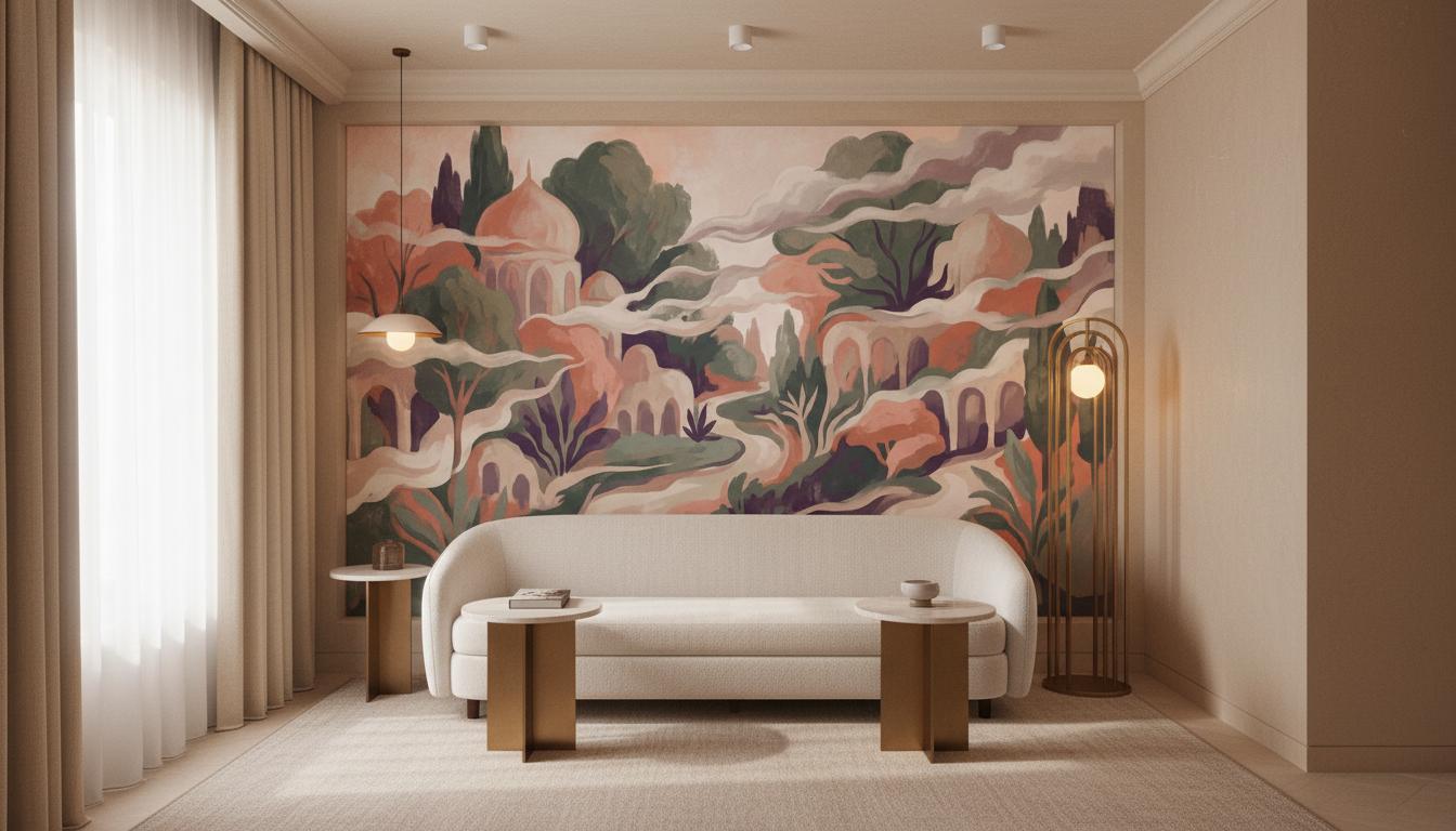 Contemporary Pastel wallpaper for Living Room