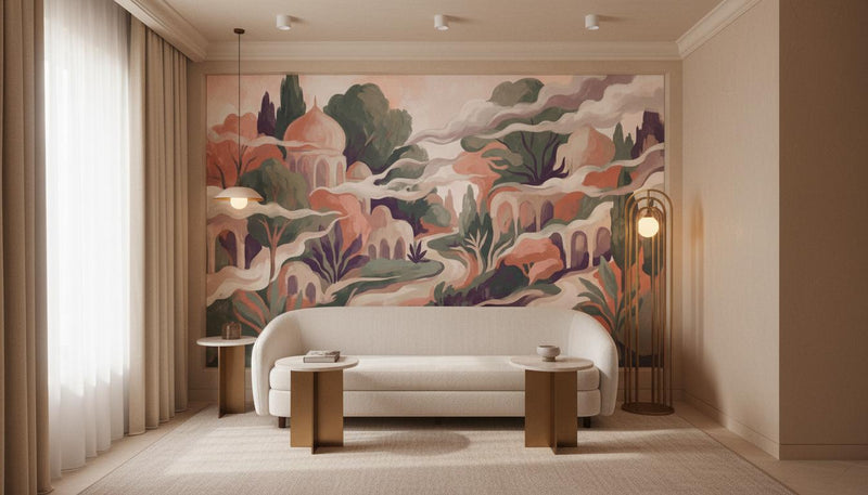 Contemporary Pastel wallpaper for Living Room