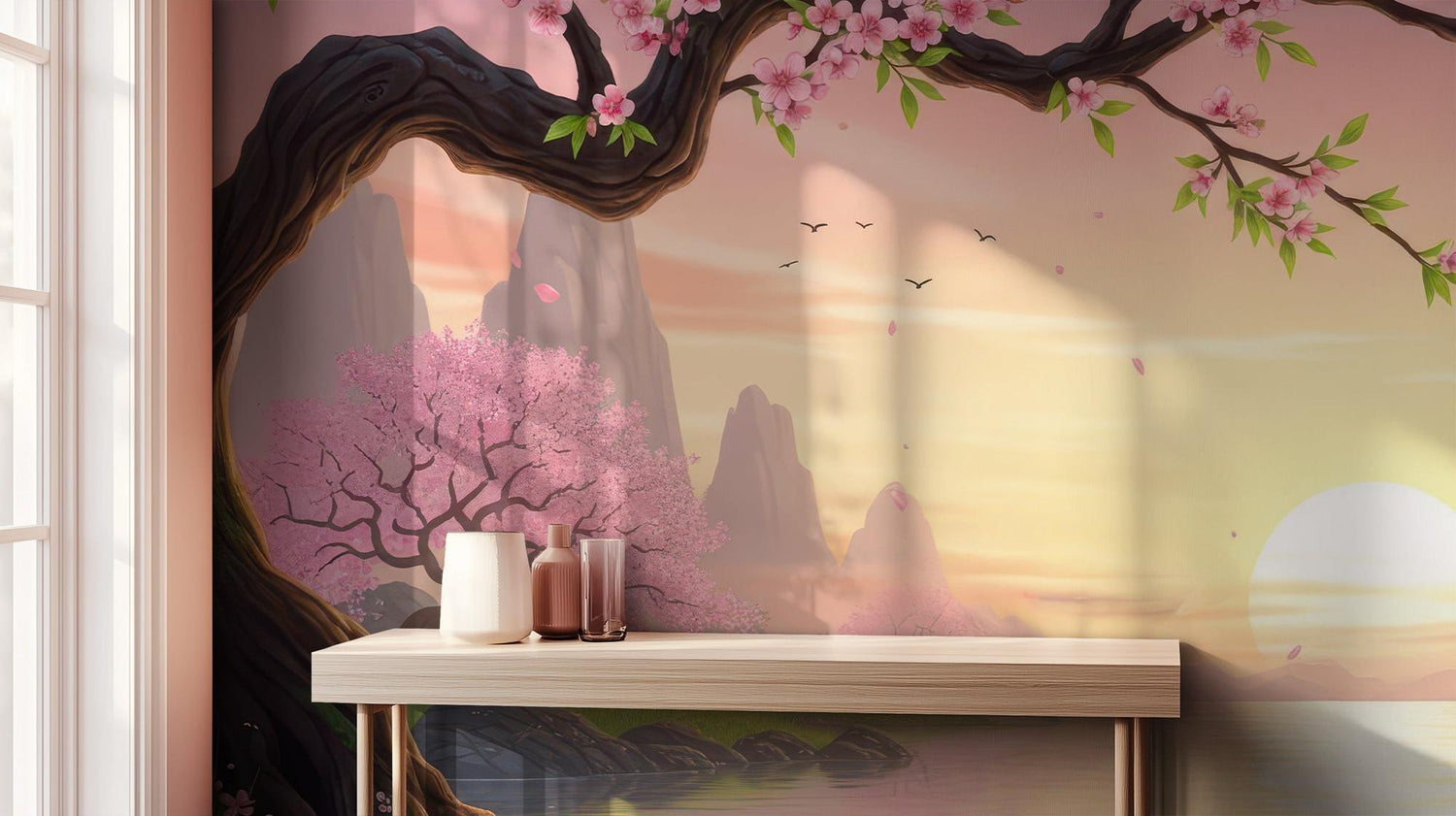Contemporary Pastel wallpaper for Living Room