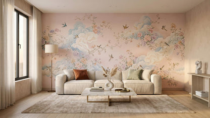 Contemporary Pastel wallpaper for Living Room