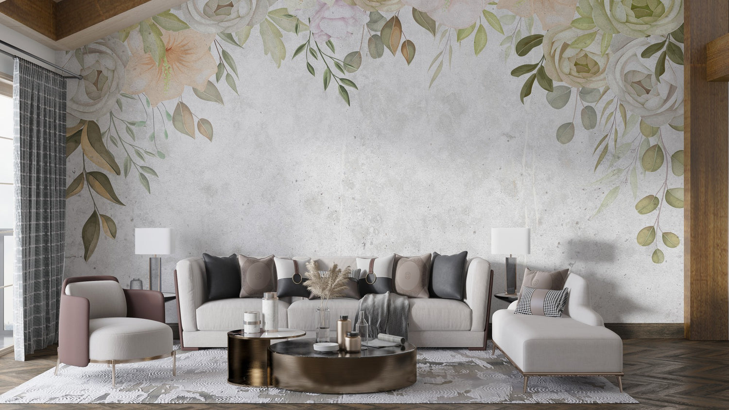 Contemporary Pastel wallpaper for Living Room