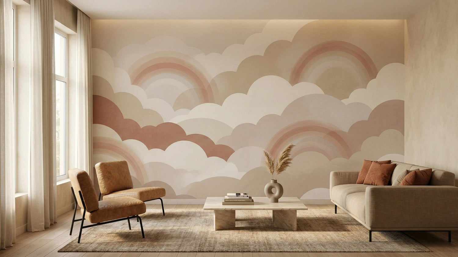 Contemporary Pastel wallpaper for Living Room