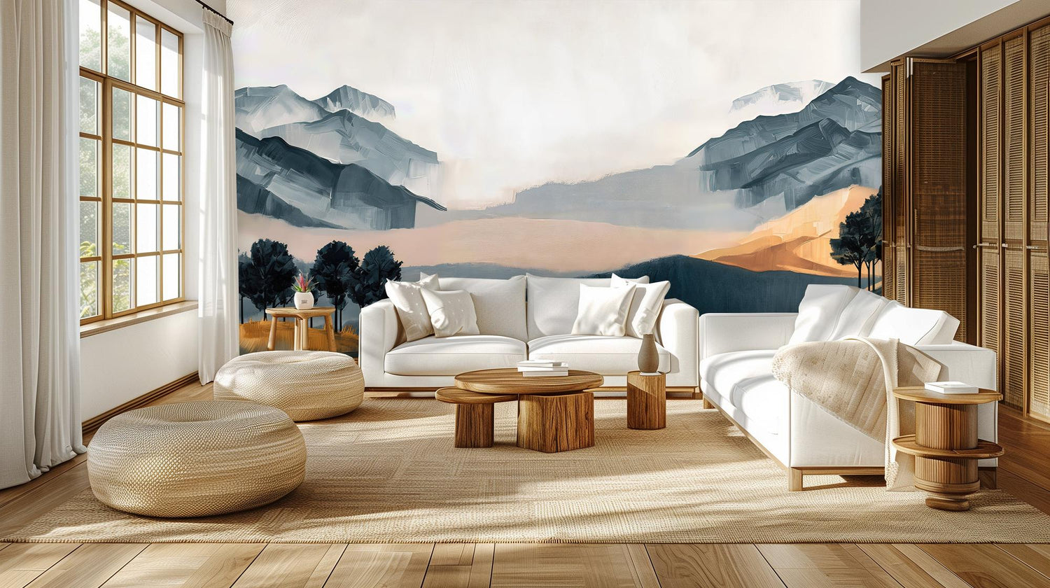 Contemporary Pastel wallpaper for Living Room