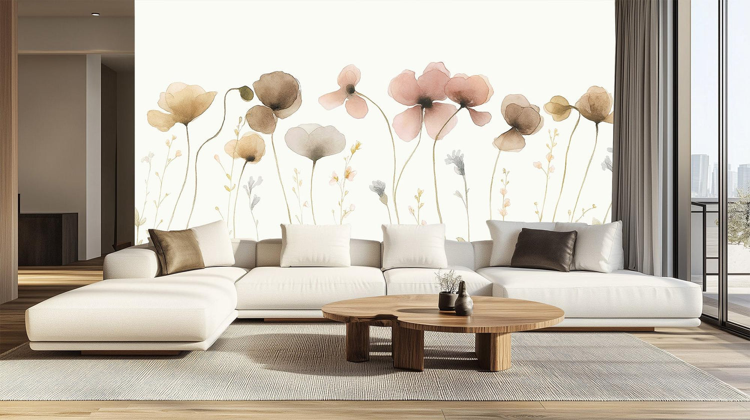 Contemporary Pastel wallpaper for Living Room