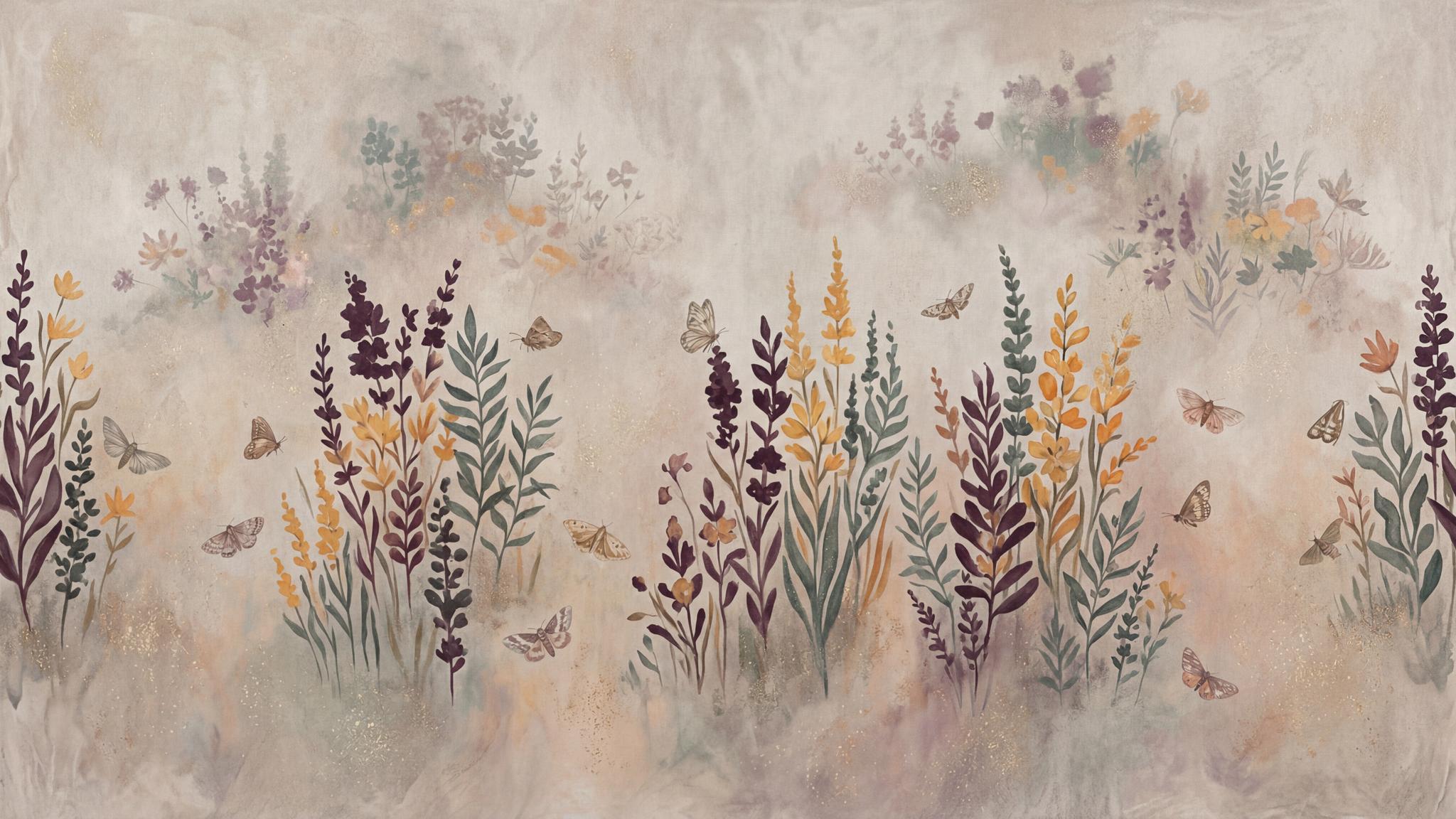 Şakacı Floral Çayır Duvar Kağıdı