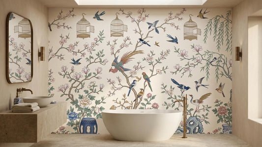 Traditional Pastel wallpaper for Bathroom