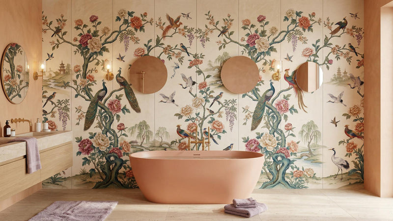 Banyo için Geleneksel Pastel duvar kağıdı