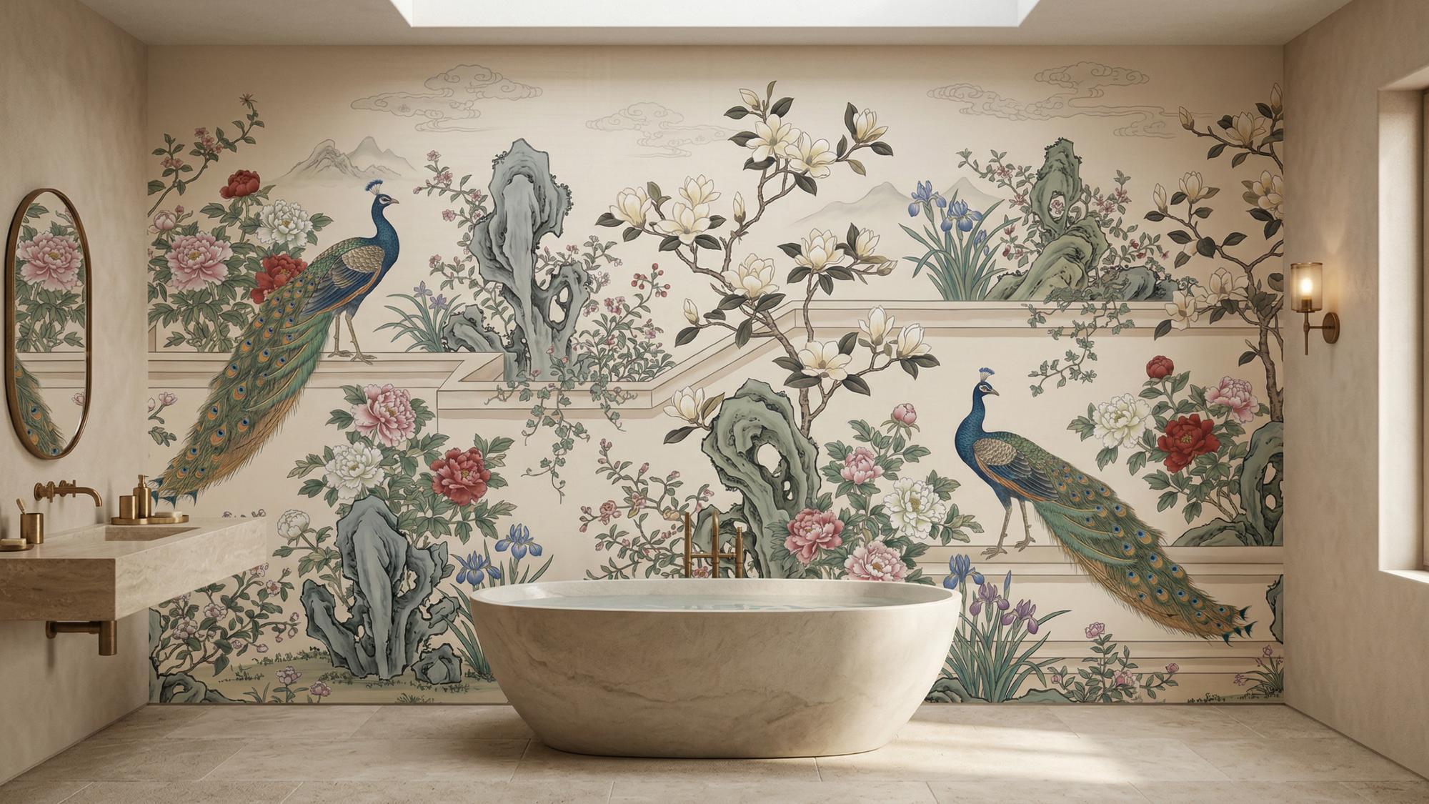 Traditional Pastel wallpaper for Bathroom