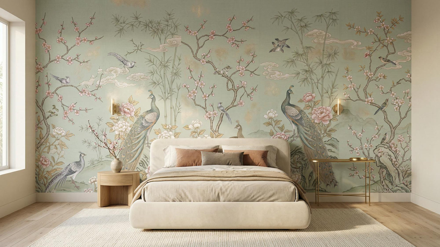 Traditional Pastel wallpaper for Bedroom
