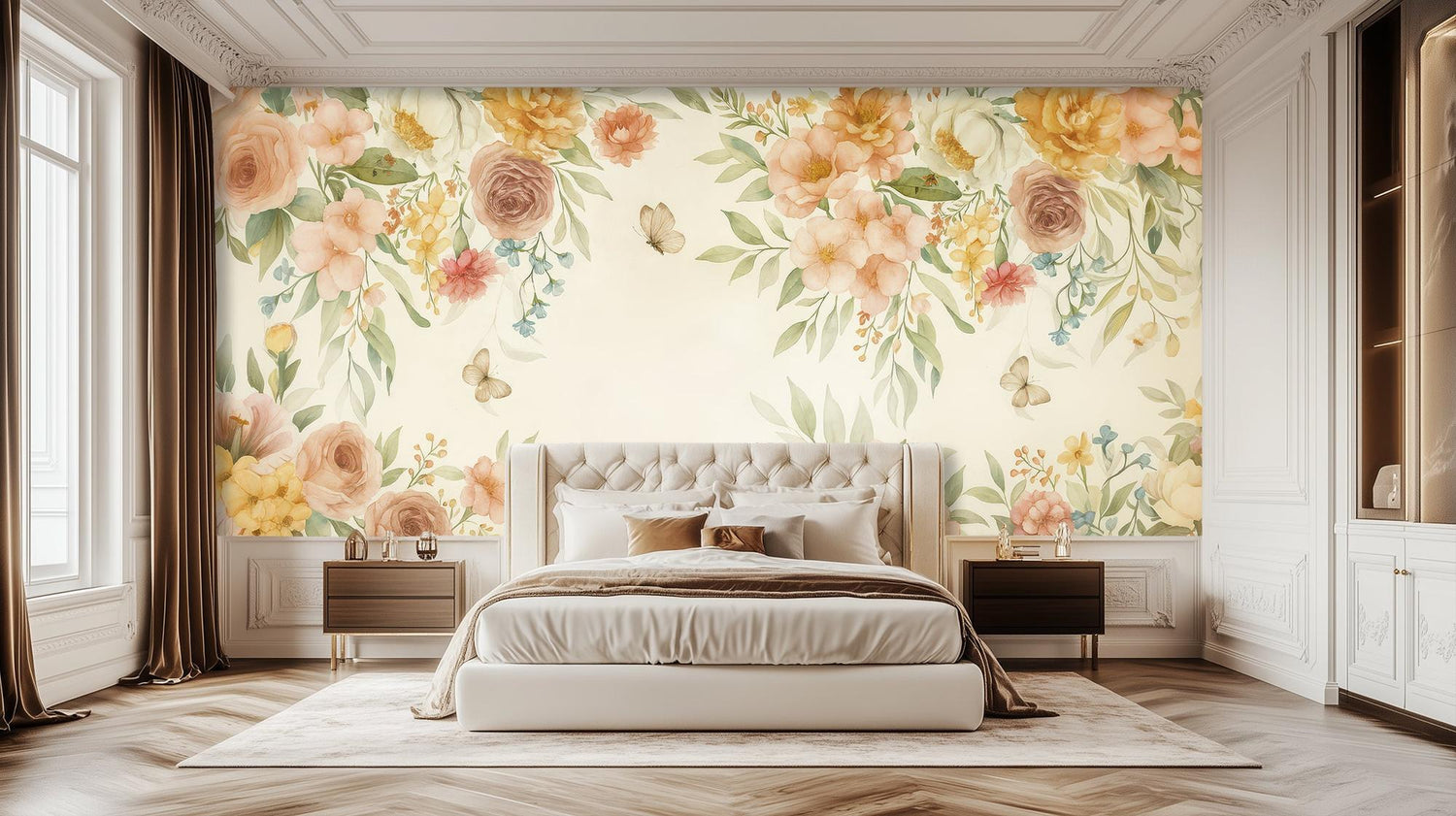 Traditional Pastel wallpaper for Bedroom