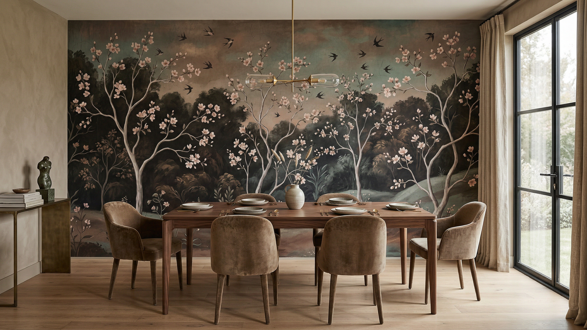 Traditional Pastel wallpaper for Dining Room