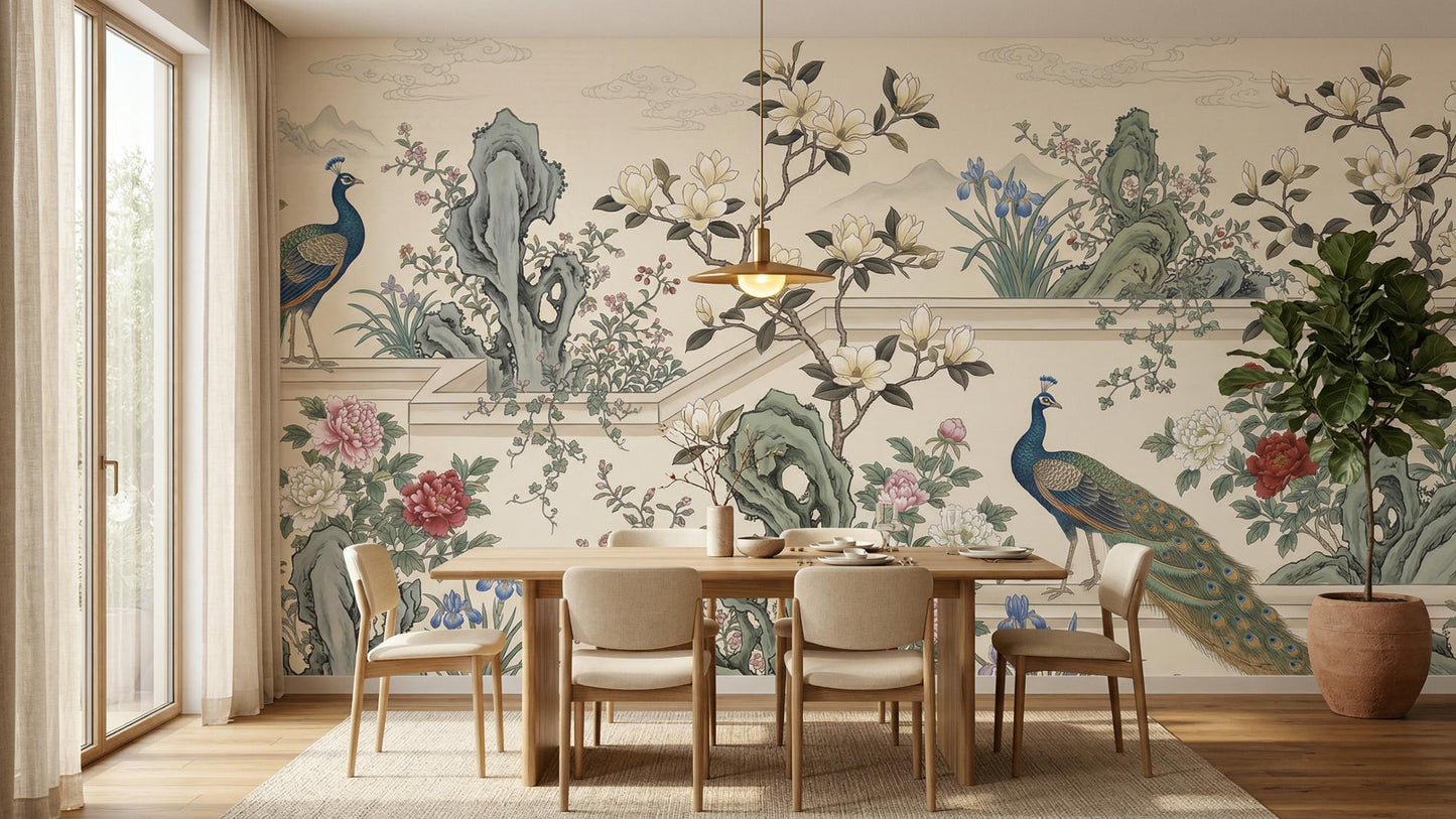 Traditional Pastel wallpaper for Dining Room