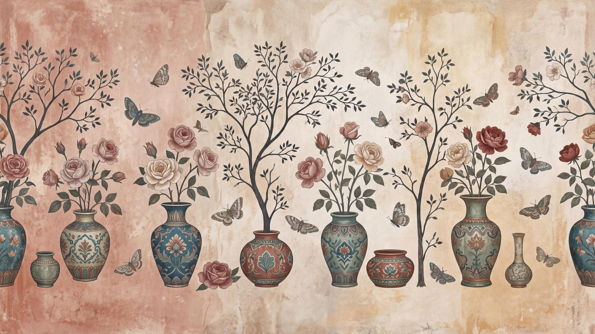 Floral Vase Mural Wallpaper