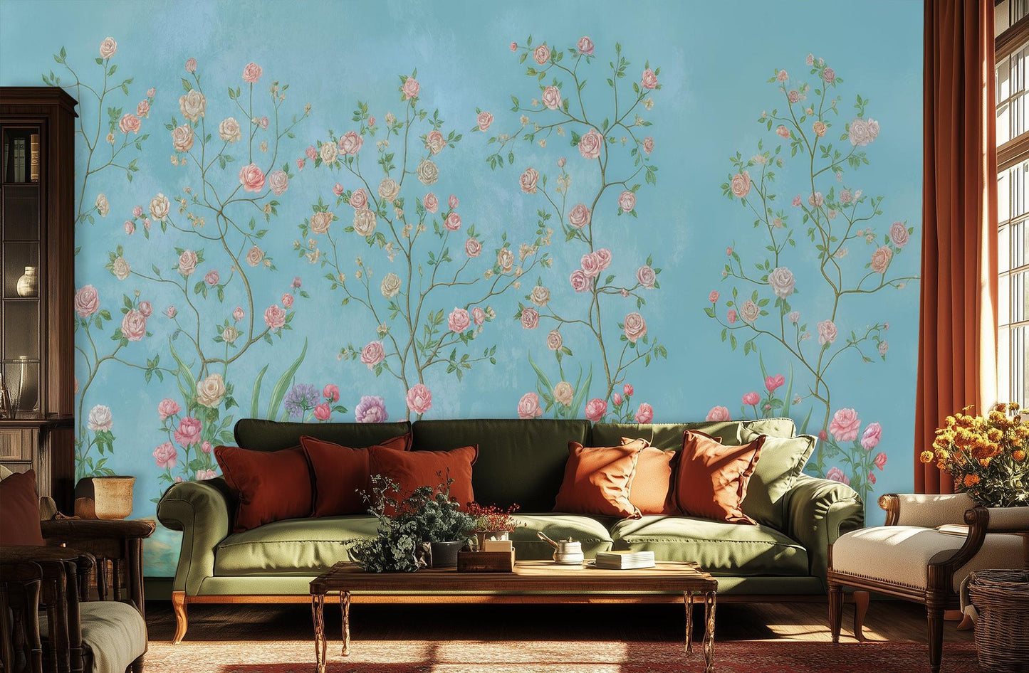 Traditional Pastel wallpaper for Living Room