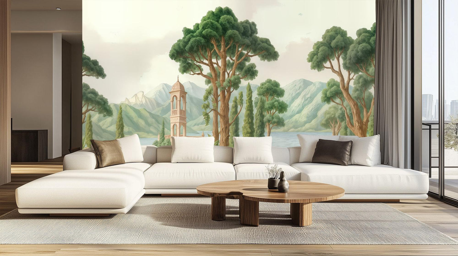 Traditional Pastel wallpaper for Living Room