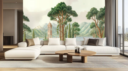 Traditional Pastel wallpaper for Living Room
