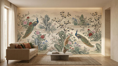 Traditional Pastel wallpaper for Living Room