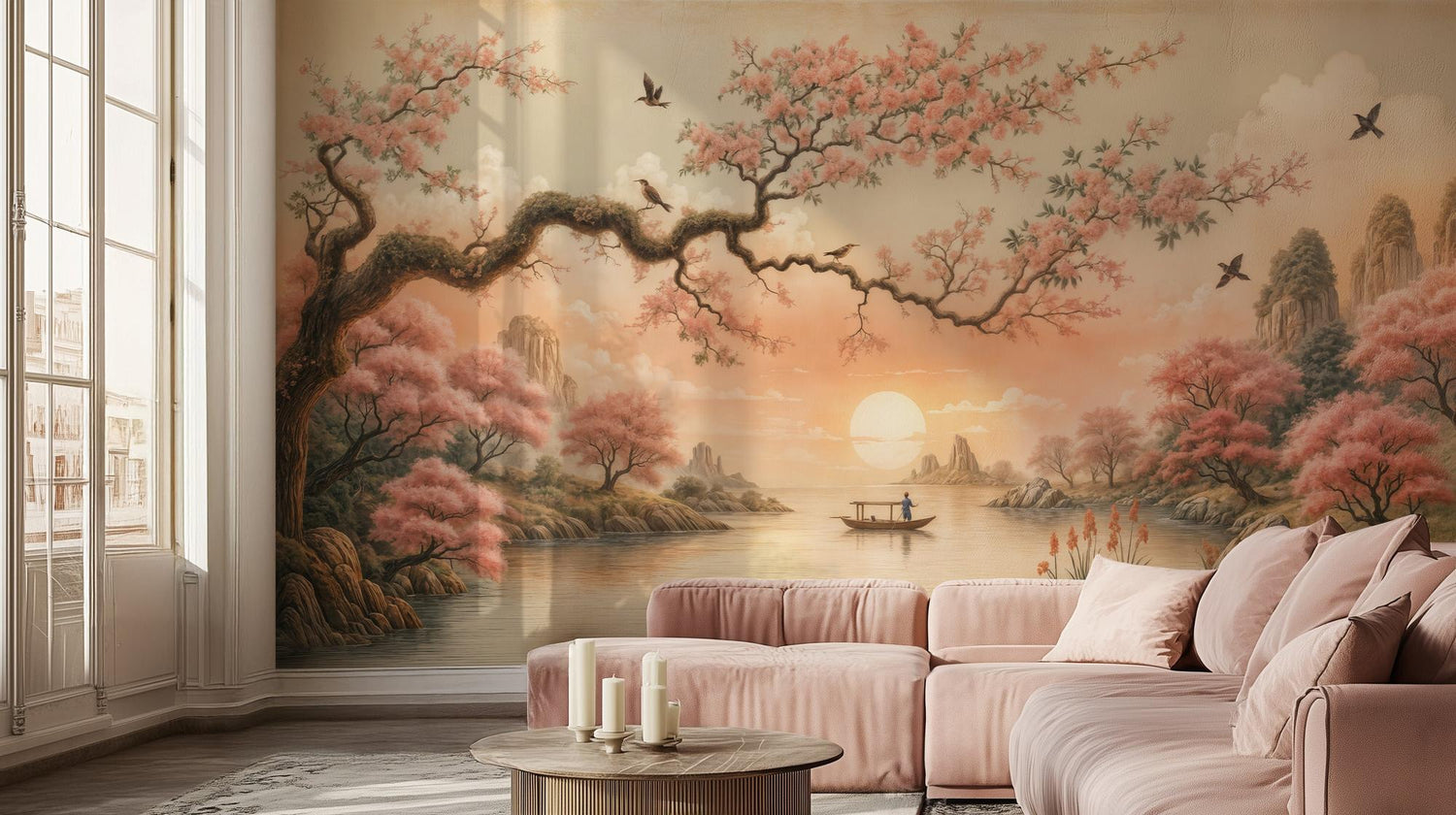 Traditional Pastel wallpaper for Living Room