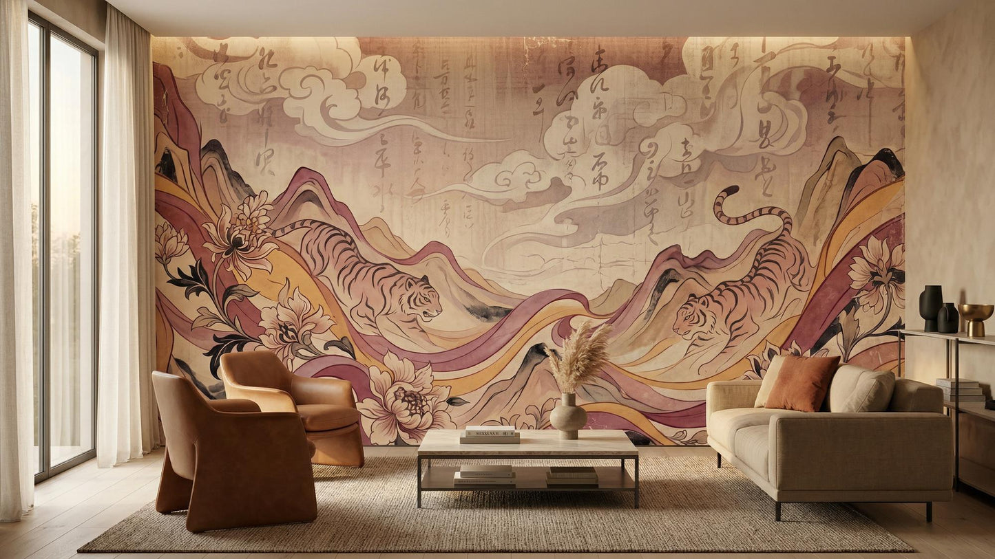 Traditional Pastel wallpaper for Living Room