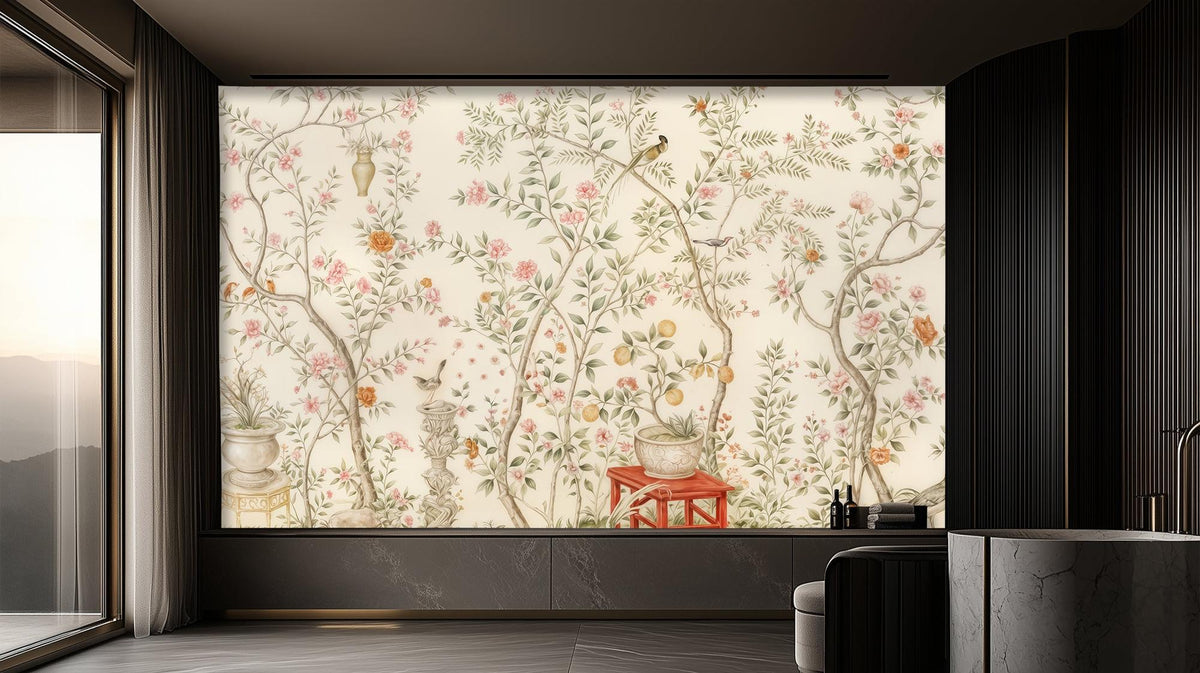 Traditional Pastel wallpaper for Living Room