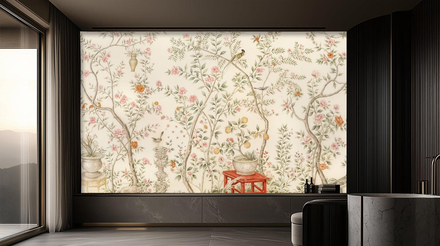 Traditional Pastel wallpaper for Living Room