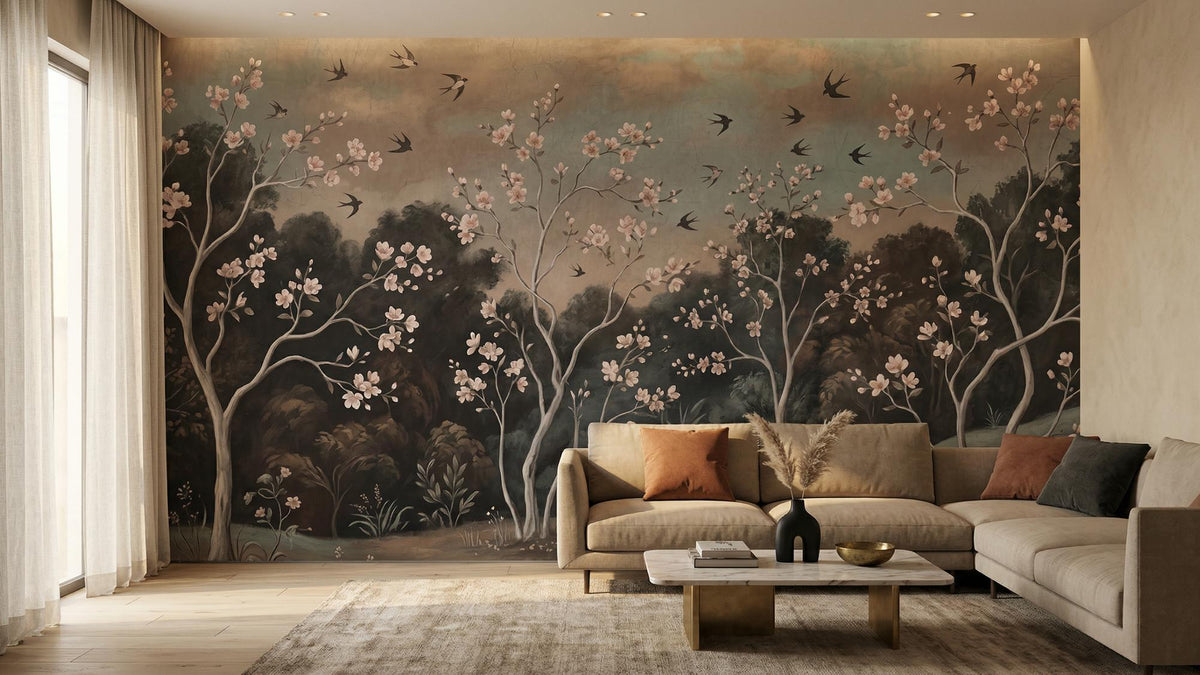 Traditional Pastel wallpaper for Living Room