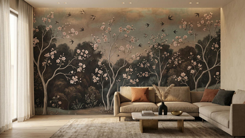 Traditional Pastel wallpaper for Living Room