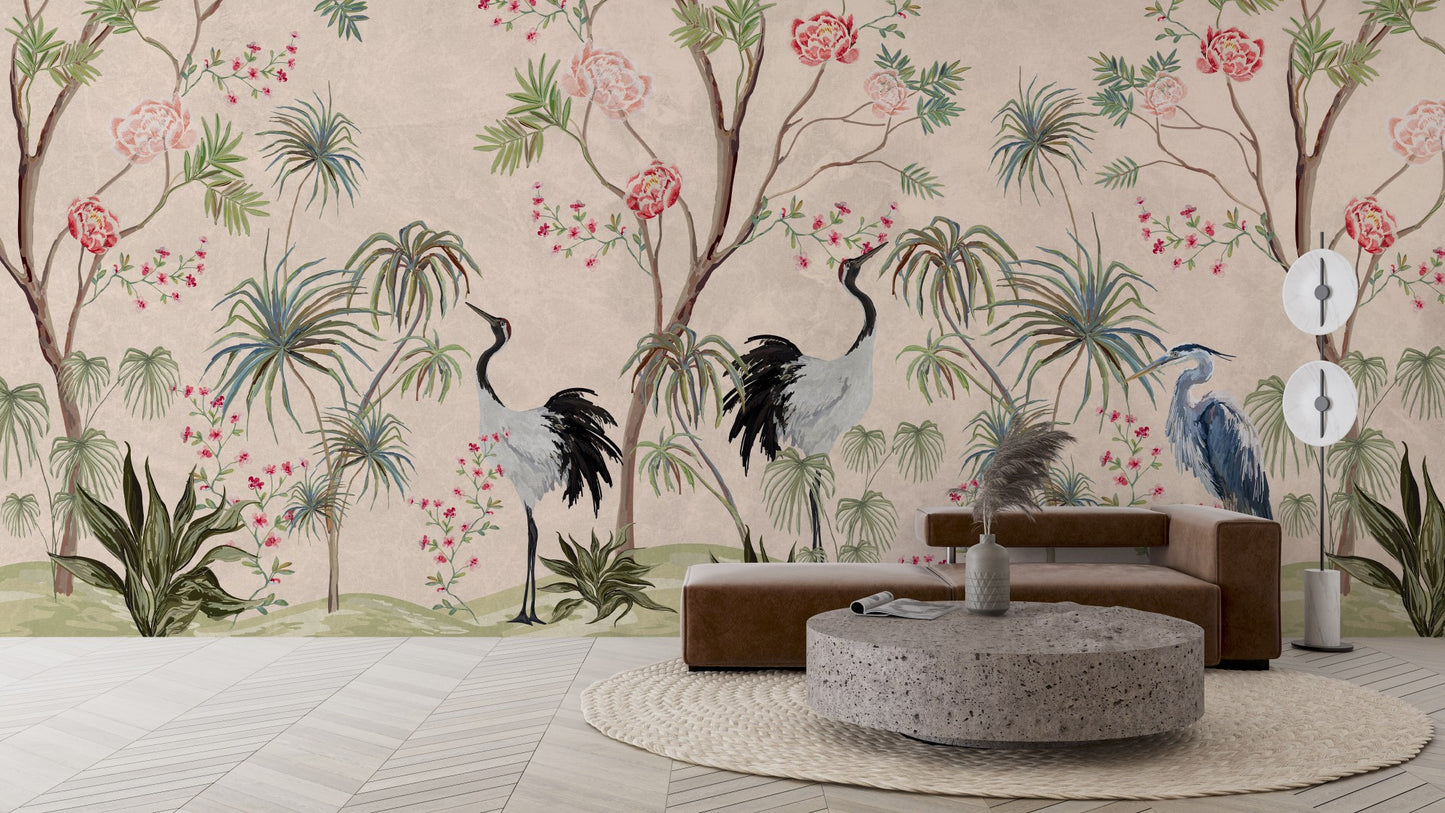Tropical Pastel wallpaper for Living Room