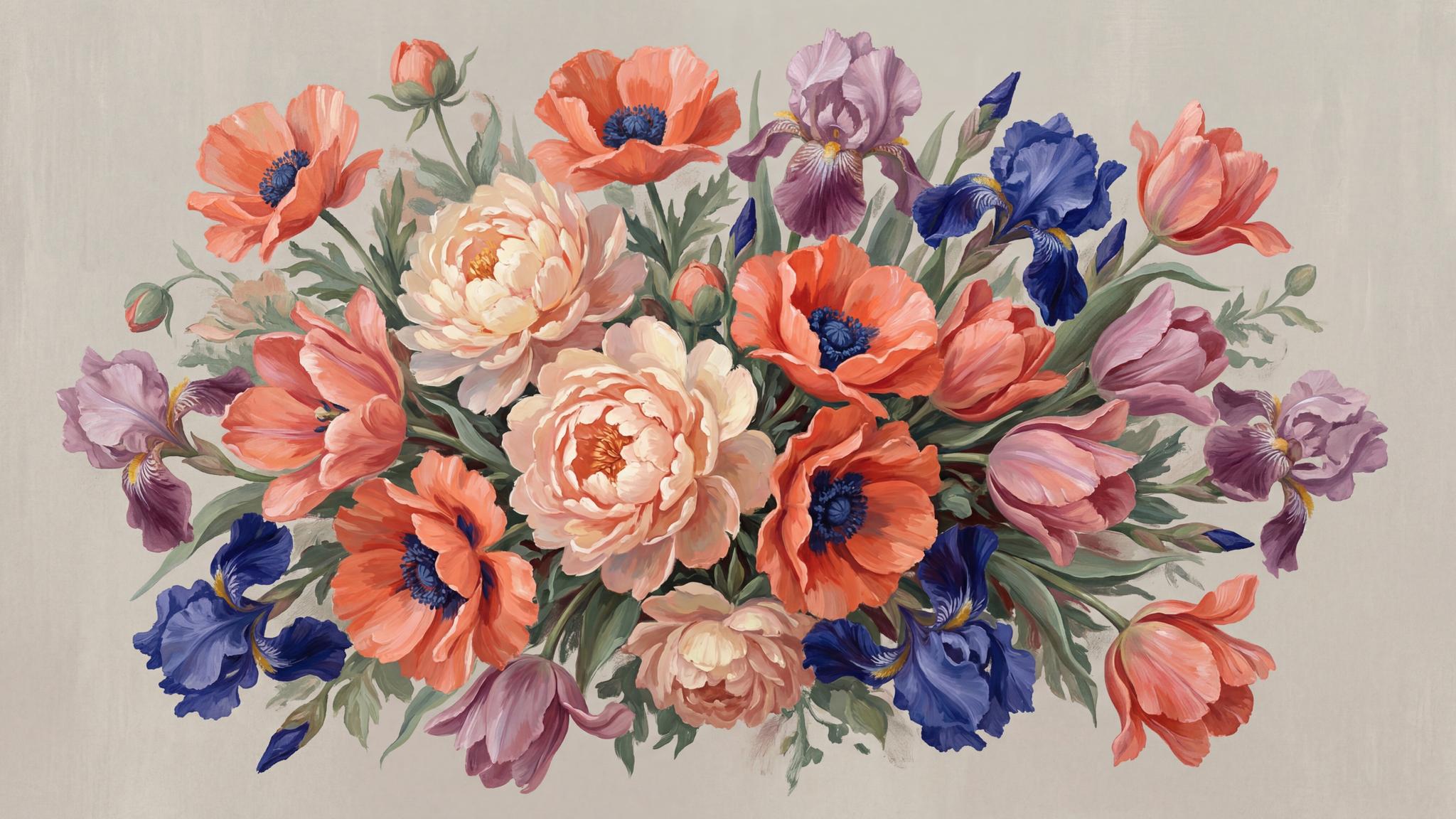 Canlı Floral Kucaklama Duvar Kağıdı