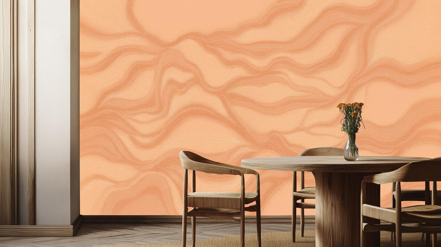 Abstract Peach wallpaper for Dining Room