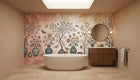 Contemporary Peach wallpaper for Bathroom