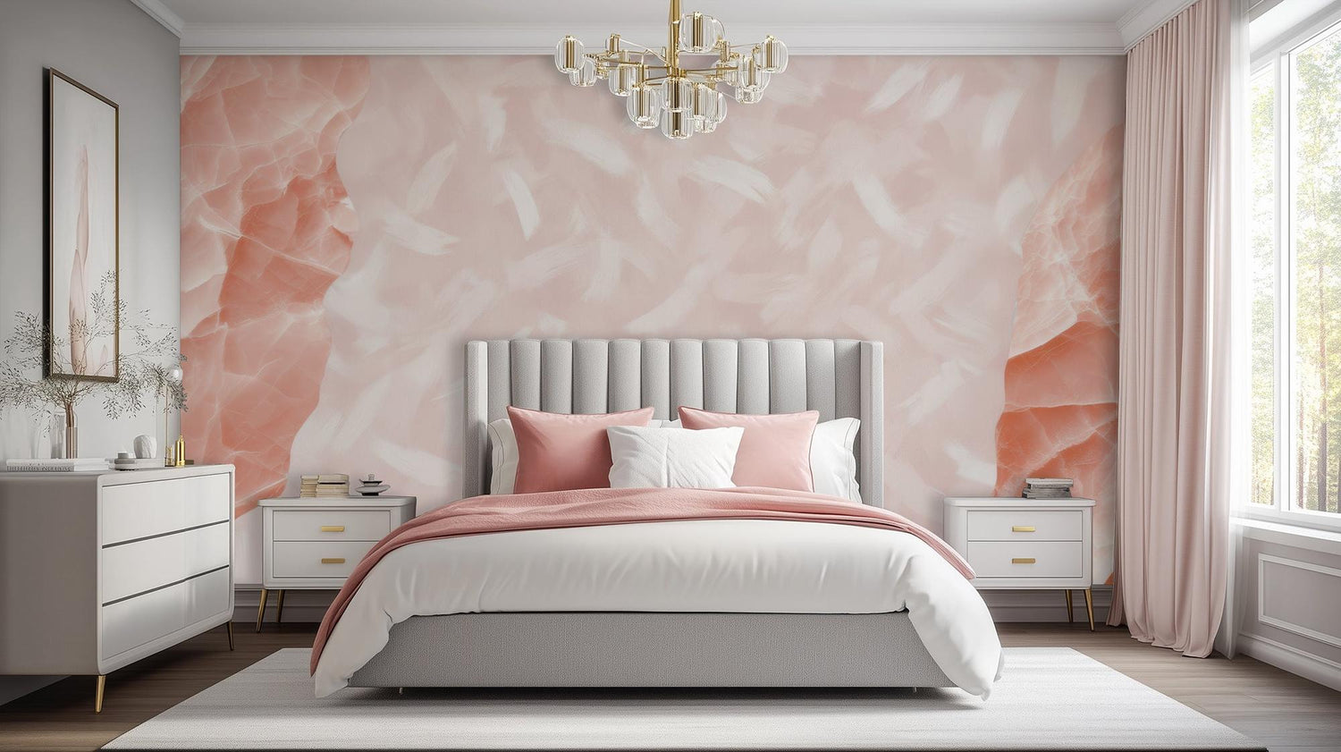 Contemporary Peach wallpaper for Bedroom