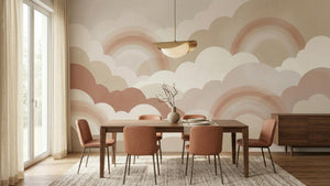 Contemporary Peach wallpaper for Dining Room